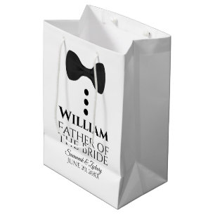 Father of the Bride Wedding Gift Bag w/ Black Tie