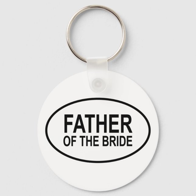 Father of the Bride Wedding Oval Key Ring (Front)