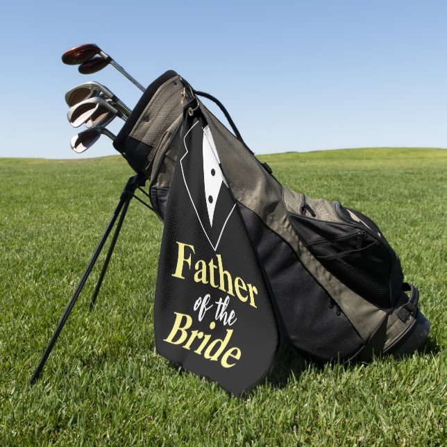 Father of the Bride Wedding Tuxedo Personalised Golf Towel (Green)