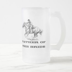 Father of  The Bride Western  Frosted Glass Beer Mug