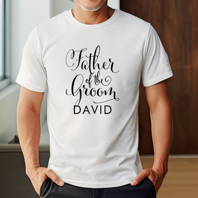 Father of the Groom Black Personalised Wedding T-Shirt (Creator Uploaded)