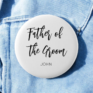 Father of the Groom Black White 6 Cm Round Badge