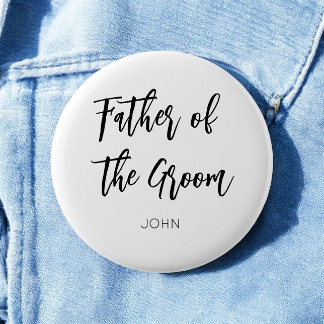 Father of the Groom Black White 6 Cm Round Badge (Creator Uploaded)