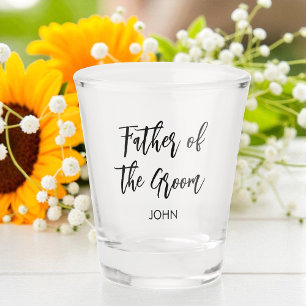 Father of the Groom Black White Shot Glass