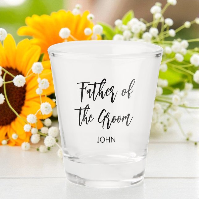 Father of the Groom Black White Shot Glass (Creator Uploaded)