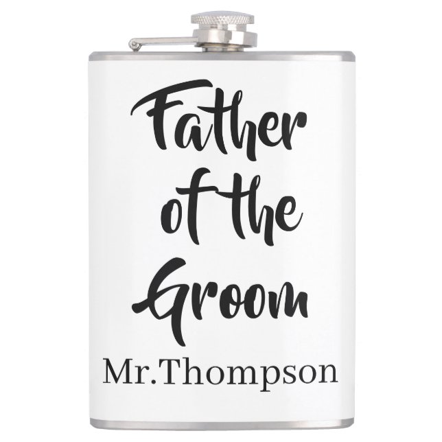 Father of the Groom Custom Wedding Parent Gift Hip Flask (Front)