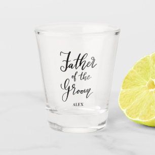 Father of the Groom Elegant Wedding Script Shot Glass