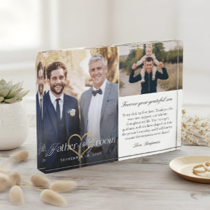 Father of the Groom Heart Wedding Then & Now Photo Block