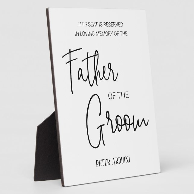 Father of the Groom Memorial Seat Reserved Wedding Plaque (Side)