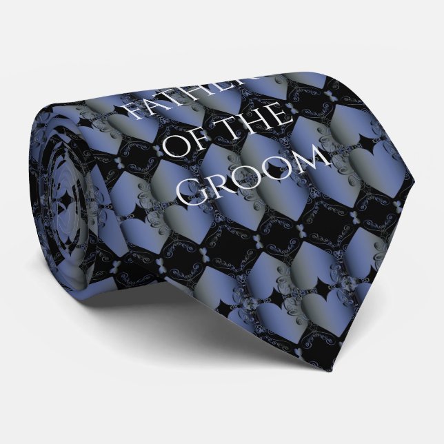 Father of the Groom Neon Blue Steampunk Wedding Tie (Rolled)