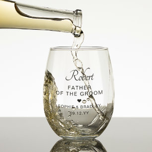 Father Of The Groom Personalised Gift Stemless Wine Glass