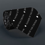 Father of the Groom Repeating White Text on Black Tie<br><div class="desc">This fun black neck tie is the perfect accessory for the father of the groom at your wedding. It features a simple yet elegant design with the word "Father of the Groom" written in a sophisticated all capital white font, and repeating in a diagonal pattern with diamond separators. Perfect way...</div>