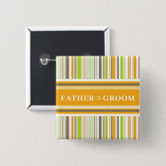 FATHER OF THE GROOM Retro Orange Stripes Wedding 15 Cm Square Badge