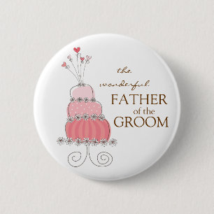 FATHER OF THE GROOM Sweet Pink Wedding Cake Button