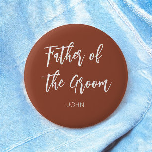 Father of the Groom Terracotta White  6 Cm Round Badge