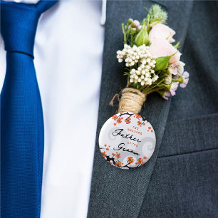 FATHER OF THE GROOM Tropical Flowers Swirl Wedding 6 Cm Round Badge
