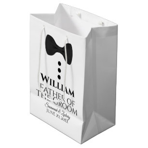 Father of the Groom Wedding Gift Bag w/ Black Tie