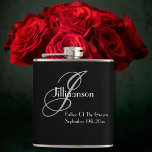 Father Of The Groom Wedding Gift Chic Monogram Hip Flask<br><div class="desc">Father Of The Groom Wedding Gift Chic Monogram Simple Elegant Black Flask. Add an extra special touch with a Thank You monogrammed gift, especially for the Father Of The Groom. Click personalise this template to customise it with the monogram initial, the name, and the marriage date quickly and easily. Father...</div>