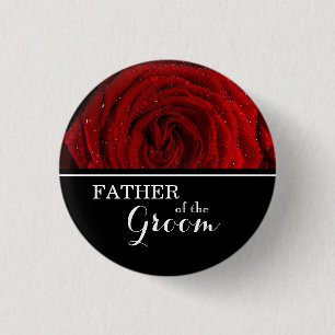 "Father of The Groom" Wedding Red Roses Pinback Bu 3 Cm Round Badge