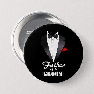 Father of the Groom with Tuxedo Shirt  7.5 Cm Round Badge