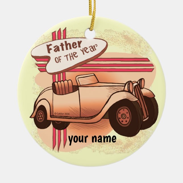 Father Of The Year  Ceramic Tree Decoration (Front)