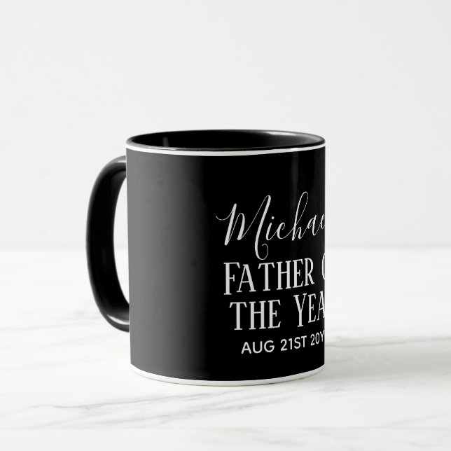 Father of the YEAR DAD Husband Man CUSTOPM TEXT Mug (Front Left)