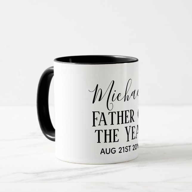 Father of the YEAR DAD Husband Man CUSTOPM TEXT Mug (Front Left)
