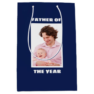 Father Of The Year Personalised Custom Photo Daddy Medium Gift Bag