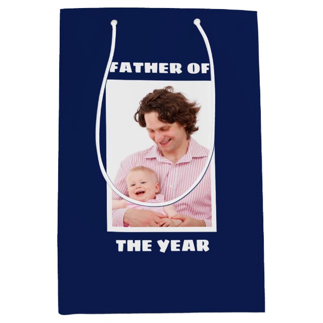 Father Of The Year Personalised Custom Photo Daddy Medium Gift Bag (Front)