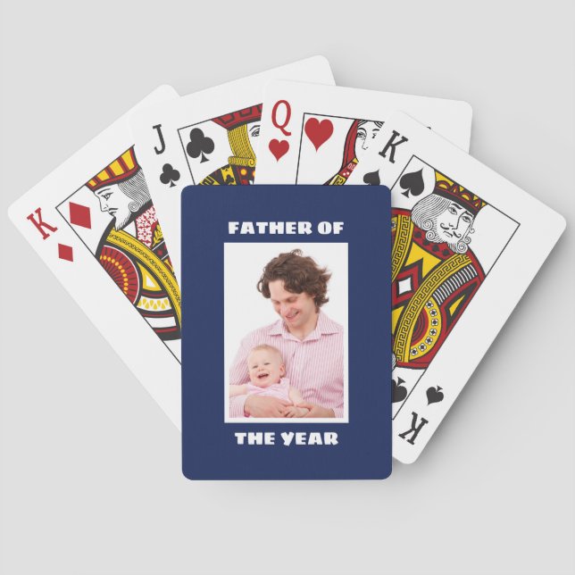 Father Of The Year Personalised Custom Photo Daddy Playing Cards (Back)