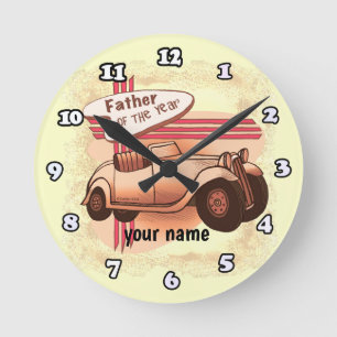 Father Of The Year Round Clock