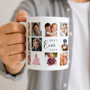 Father papa photo collage white black coffee mug
