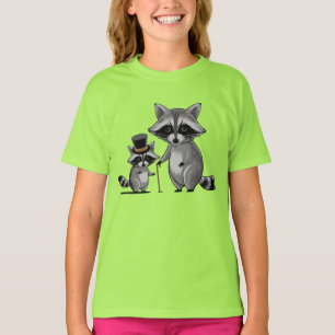 Father racoon with his young son learning music T-Shirt