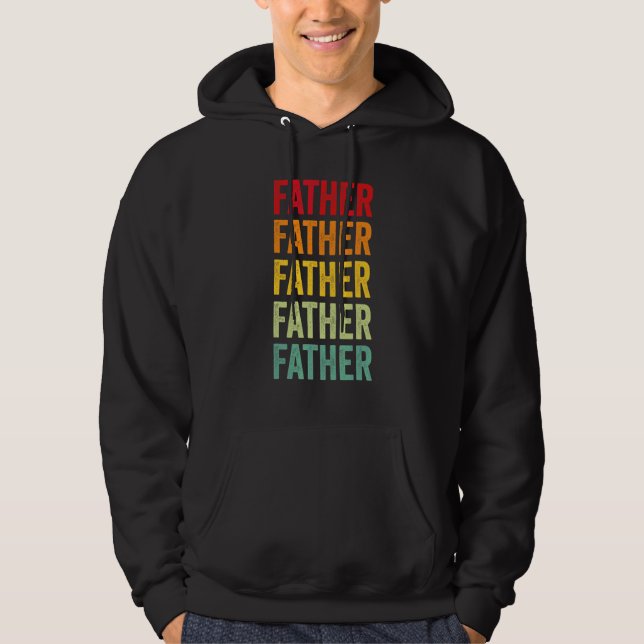 Father Rainbow Text  Father Colourful Hoodie (Front)