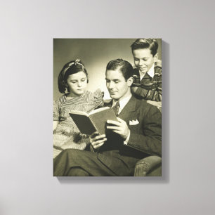 Father Reading to Son Canvas Print
