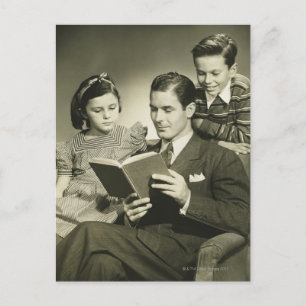 Father Reading to Son Postcard