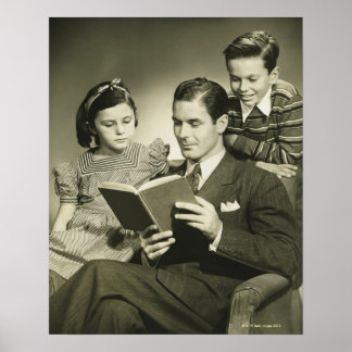 Father Reading to Son Poster