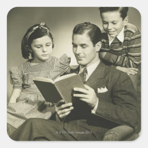 Father Reading to Son Square Sticker