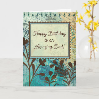 Father’s Birthday Strong Teal and Brown Abstract Card