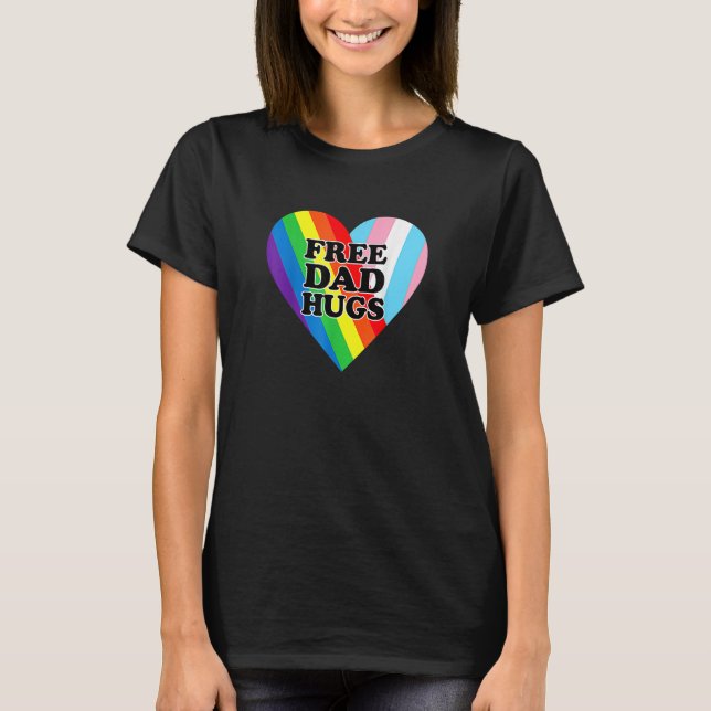 Father s Day 2023 Free Dad Hugs Transgender Rainbo T-Shirt (Front)