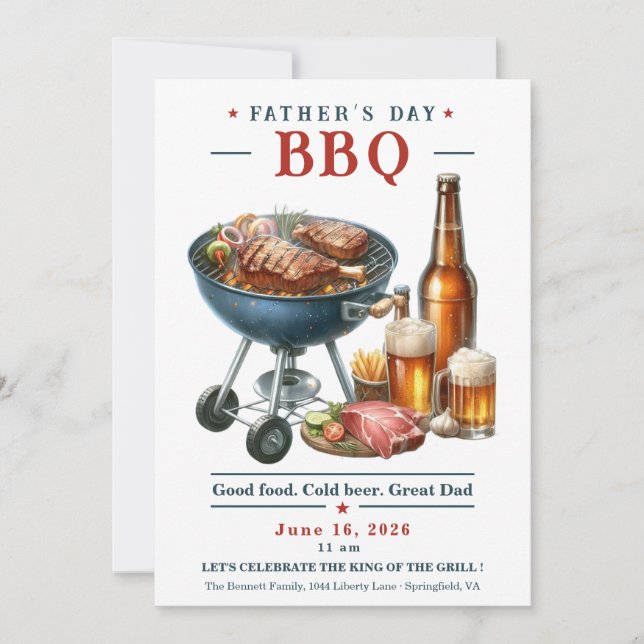 Father’s Day BBQ Grill and Beer Invitation (Front)