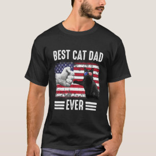 Father s day Best Cat Dad ever American Dad US fla T-Shirt