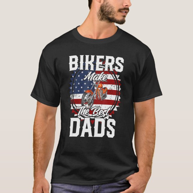Father s Day Biker Red Flamed Motorcyccle T-Shirt (Front)