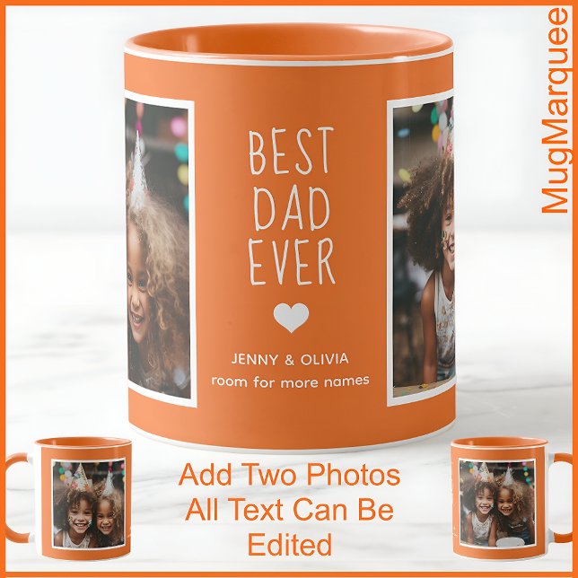 Father’s Day Custom Photo & Names Mug Orange C108 (Creator Uploaded)