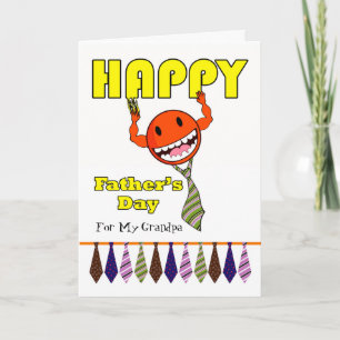 Father’s Day for Grandpa with Happy Face Neckties Card