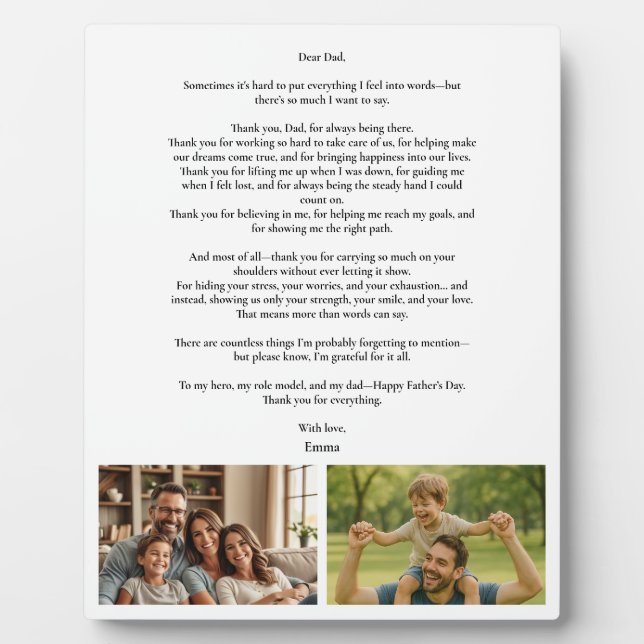 Father’s Day Gift – Add Photo & Message Plaque (Front)