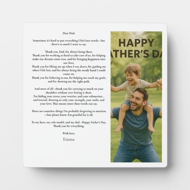 Father’s Day Gift – Add Photo & Message Plaque (Front)