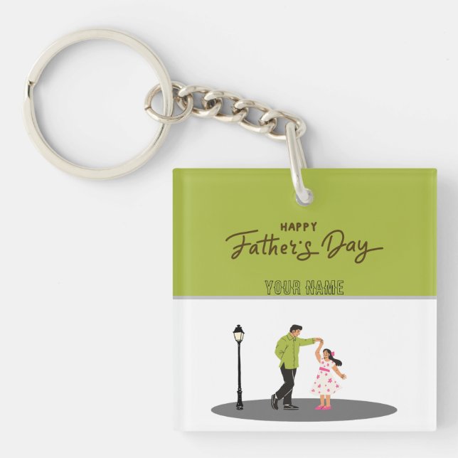 Father’s Day Gift for Dad | Custom Photo & Name Key Ring (Front)