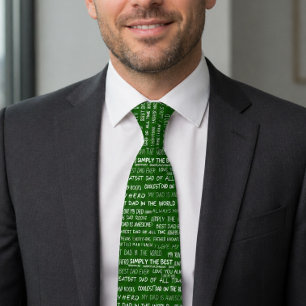 Father’s Day Gift Script Typography Pattern Green Tie
