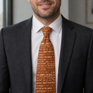 Father’s Day Gift Script Typography Pattern Orange Tie